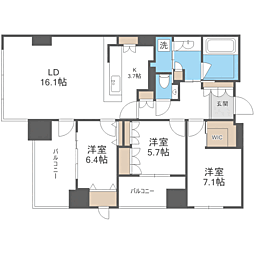 グランドメゾン百道浜オーシャン&フォレスト 3LDKの間取図画像
