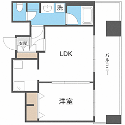 KDXレジデンス大濠ハーバービュータワー 1LDKの間取図画像