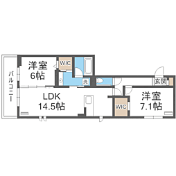 福岡市城南区樋井川4丁目アパート 2LDKの間取図画像