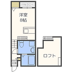 プチコポー ワンルームの間取図画像