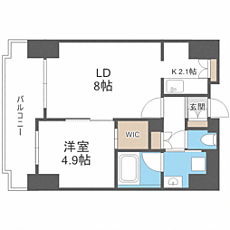 RJRプレシア吉塚駅前 1LDKの間取図画像