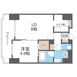 RJRプレシア吉塚駅前 1LDKの間取図画像