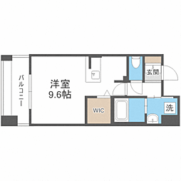エンクレスト呉服町 ワンルームの間取図画像