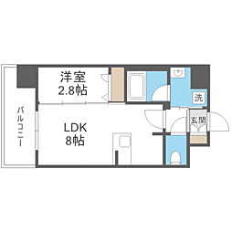 エンクレスト博多PARKSIDE 1LDKの間取図画像