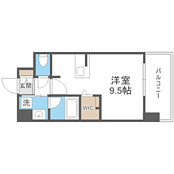 エンクレスト博多PARKSIDE ワンルームの間取図画像