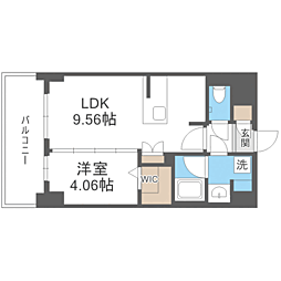 S-RESIDENCE薬院aureate 1LDKの間取図画像