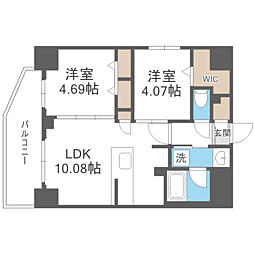 S-RESIDENCE薬院aureate 2LDKの間取図画像