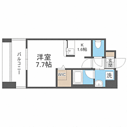 エンクレスト博多スタイル 1Kの間取図画像