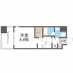 パークアクシス福岡県庁前 ワンルームの間取図画像