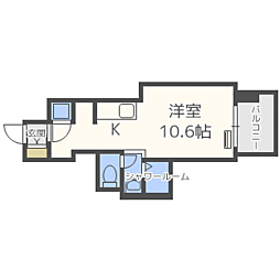 レジディア西新 ワンルームの間取図画像