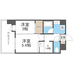 エンクレスト博多駅前ART 2Kの間取図画像