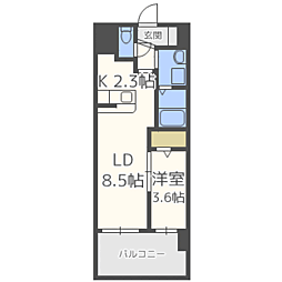 ラウレアK 1LDKの間取図画像