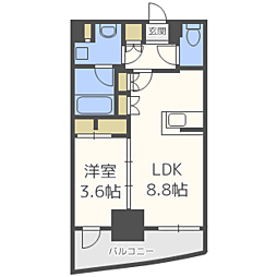 パークアクシス博多 1LDKの間取図画像