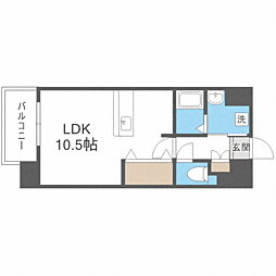 LIBTH博多駅南3 ワンルームの間取図画像