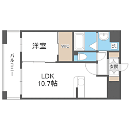 LIBTH大橋 1LDKの間取図画像