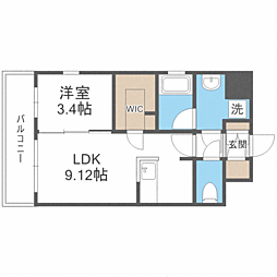 HSK博多ステーション 1LDKの間取図画像