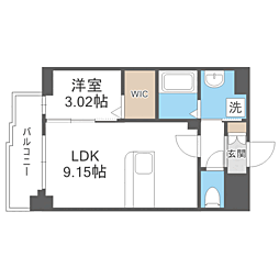 LIBTH・西新 1LDKの間取図画像