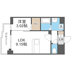 LIBTH・西新 1LDKの間取図画像