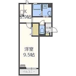 CASA白金 1Kの間取図画像
