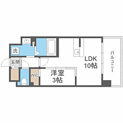 ソレイユルヴァン博多駅南 1LDKの間取図画像
