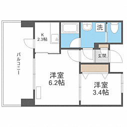 レガーロ空港通り 2Kの間取図画像