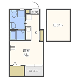 タスク箱崎 ワンルームの間取図画像
