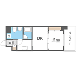 レジディア警固 1DKの間取図画像