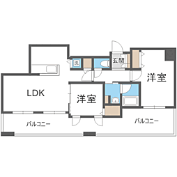 KDXレジデンス大濠ハーバービュータワー 2LDKの間取図画像