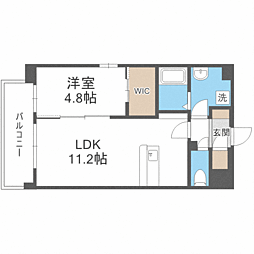 LIBTH-箱崎 1LDKの間取図画像