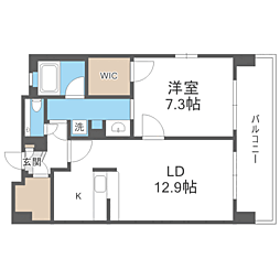 ウィルドゥ中洲 1LDKの間取図画像