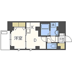 Casa大濠西 1DKの間取図画像