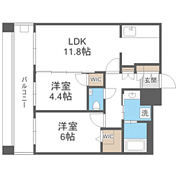 エンクレスト博多EXCEED 2LDKの間取図画像