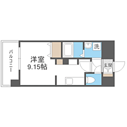 LIBTH博多住吉PREMIER ワンルームの間取図画像