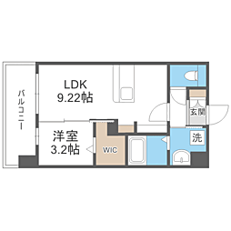 LIBTH博多住吉PREMIER 1LDKの間取図画像