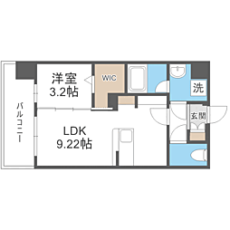 LIBTH博多住吉PREMIER 1LDKの間取図画像