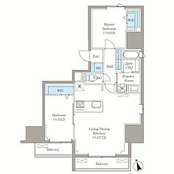VISTA西早稲田 11階2LDKの間取り