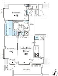 フルハウス飯田橋 2階2LDKの間取り