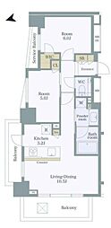 セントラルレジデンス西早稲田 6階2LDKの間取り