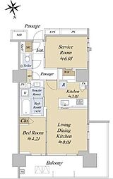 アクシルコート早稲田 1SLDKの間取図画像