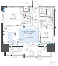 ZOOM本郷 2LDKの間取図画像