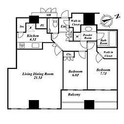 ウエストパークタワー池袋 2LDKの間取図画像