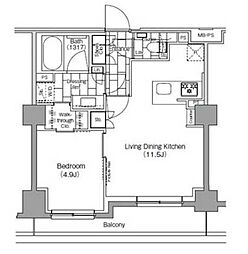 ザ・パークハビオ新宿 1LDKの間取図画像