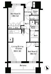 パークアクシス大塚 2LDKの間取図画像