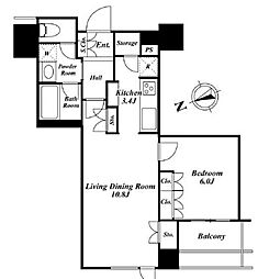 ウエストパークタワー池袋 1LDKの間取図画像