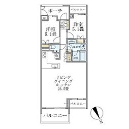 目白ガーデンヒルズC棟 2LDKの間取図画像