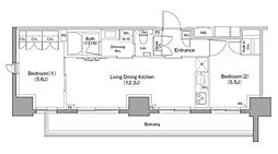 ザ・パークハビオ巣鴨 2LDKの間取図画像
