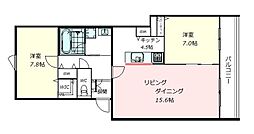 リーブル代々木 2LDKの間取図画像