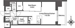 コンフォリア東新宿 1LDKの間取図画像