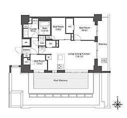 コンフォリア東新宿 3LDKの間取図画像