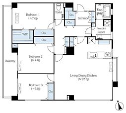 フォレスタ御苑前 3LDKの間取図画像